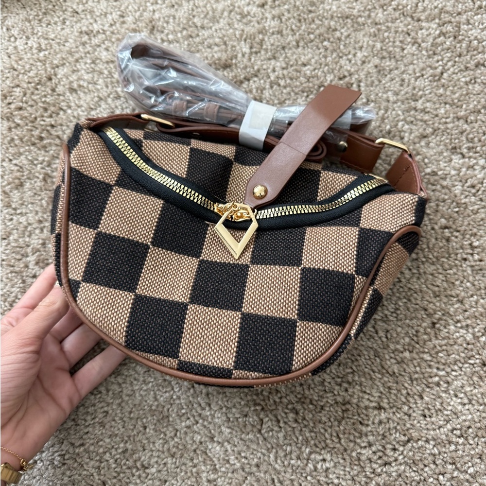 Checkered Brown and Black Women's Bag
